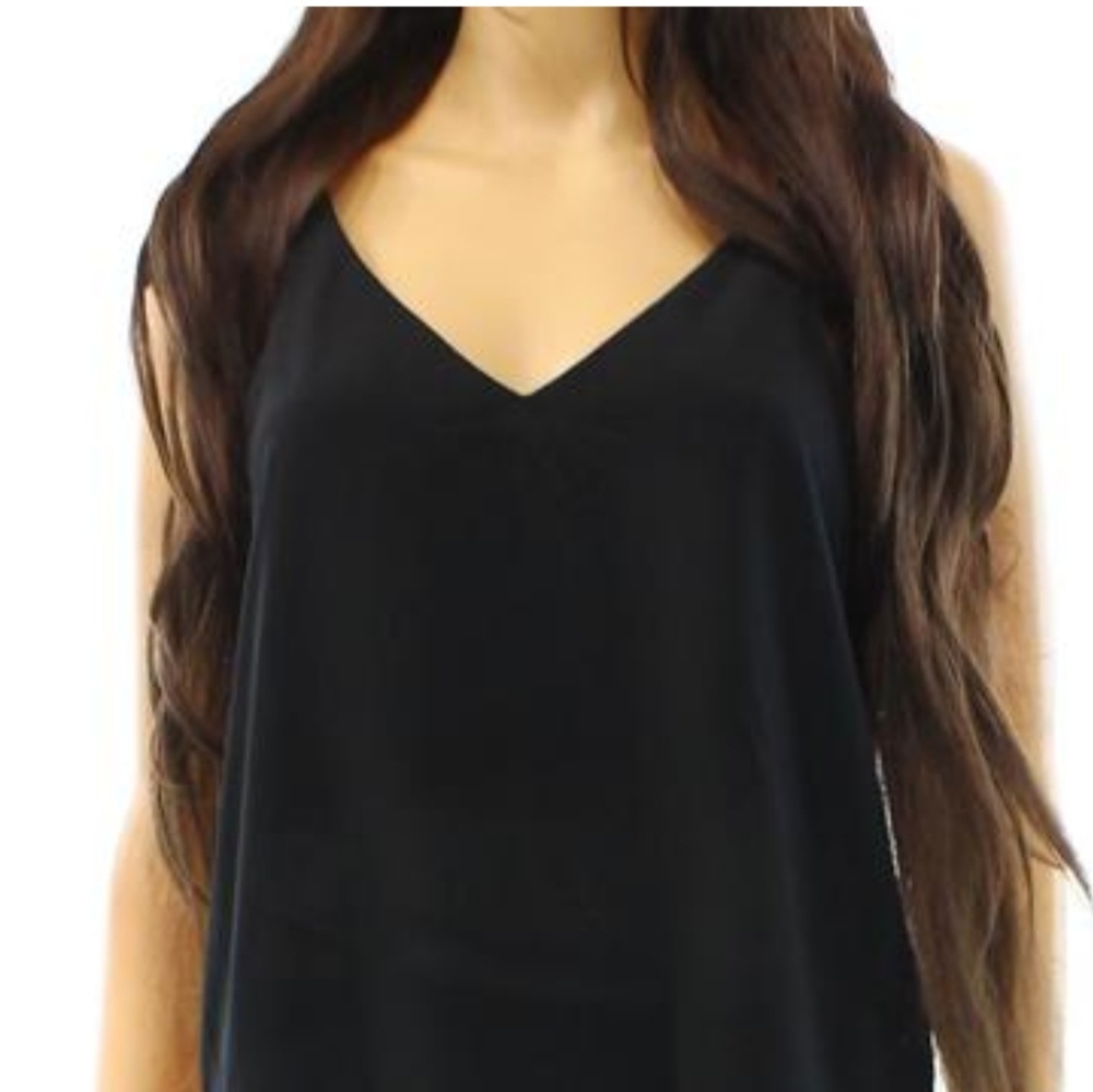 TOPSHOP V-Neck Strapy Solid Seamed Blouse